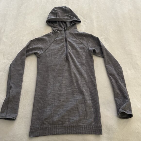 Lululemon Wool Swiftly 1/2 Zip Hoodie Heather Gray Womens Size 4 - Picture 1 of 14
